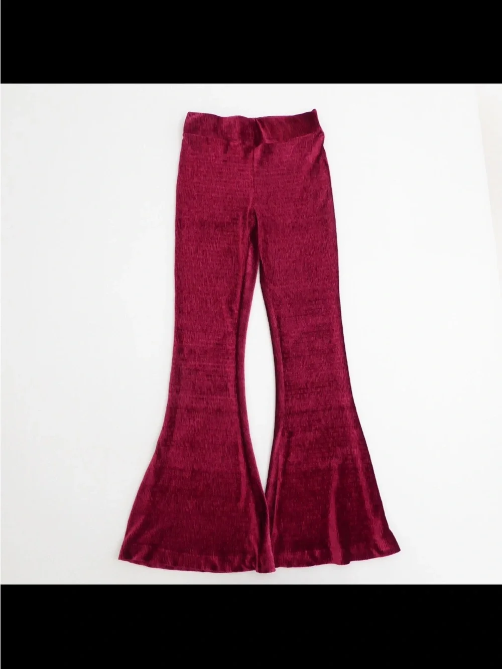 NWT Free People So Charming Velvet Flare Pants SZ Large Cranberry boho festival